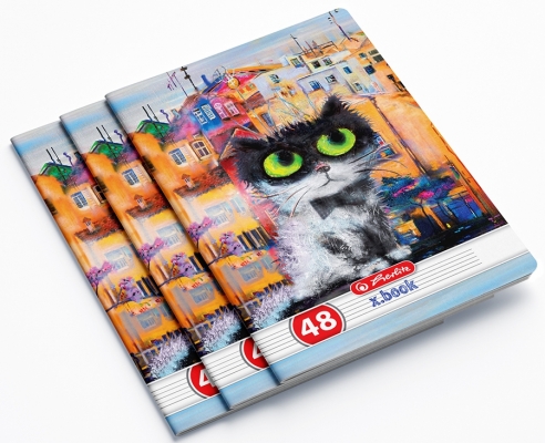 Caiet A5, 48 file, dictando, Crazy Cats, 10 buc/set, Herlitz