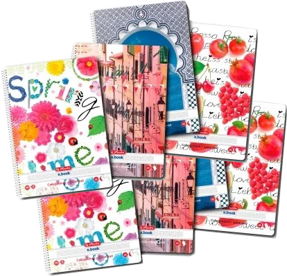 Caiet cu spira A5, 100 file, patratele, Enjoy Life, 5 buc/set, diverse modele, Herlitz