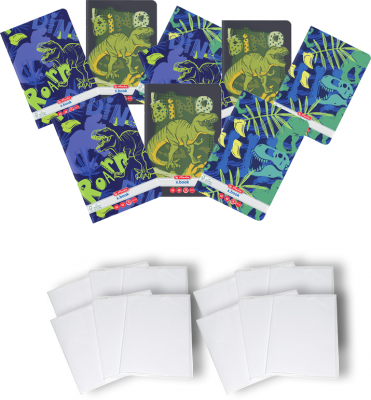 Pachet 10 caiete + coperti A5, 48 file, dictando, Dino Mania Herlitz