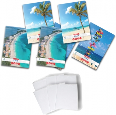 Pachet 5 caiete + coperti A4, 80 file, dictando, Summer Herlitz