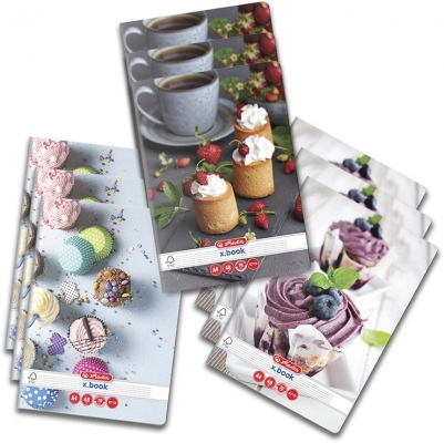 Caiet A4, 48 file, dictando, colturi rotunjite, Cupcakes, 10 buc/set, Herlitz