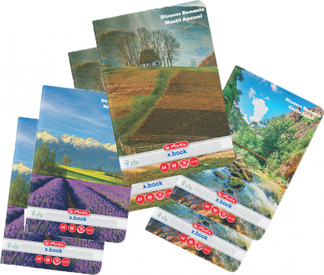 Caiet A4, 60 file, 70g/mp, matematica, colturi rotunjite, Discover Romania, 5 buc/set Herlitz