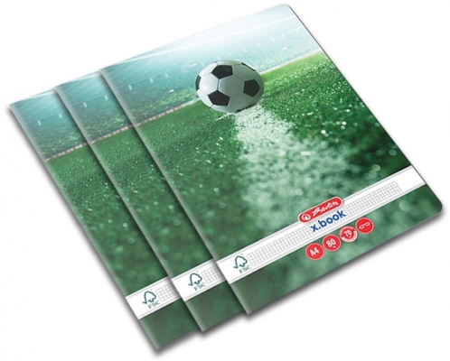 Caiet A4, 80 file, matematica, colturi rotunjite, Fotbal, 5 buc/set Herlitz