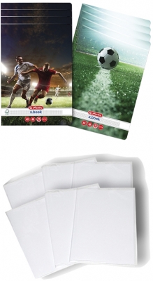 Pachet 10 caiete + coperti A5, 48 file, matematica, Fotbal Herlitz 