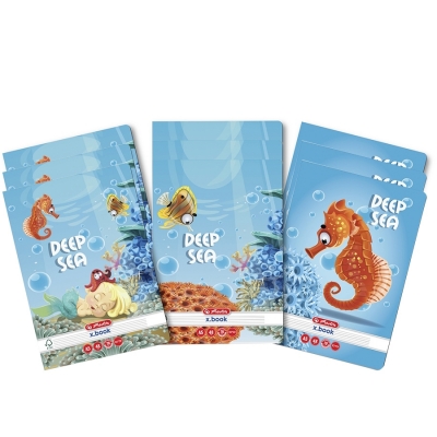 Caiet A5, 48 file, dictando, colturi rotunjite, Deep Sea, 10 buc/set Herlitz