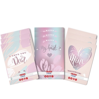 Caiet A5, 48 file, 70g/mp, dictando, colturi rotunjite, Be Mine, 10 buc/set Herlitz