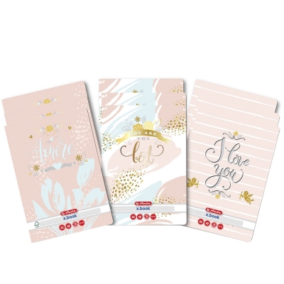 Caiet A5, 48 file, matematica, colturi rotunjite, Be Mine, 10 buc/set Herlitz
