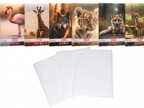 Pachet 10 caiete + coperti A5 , 48 file, velin, Animals, diverse modele, Herlitz