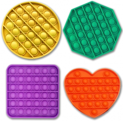 Jucarie senzoriala antistres Pop it Now and Flip it, Push Bubble, diverse culori, 4 forme/set