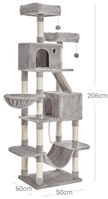 Copac de pisica XL, 206 cm, gri deschis Feandrea