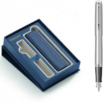 Stilou Waterman Hemisphere Essential Matte Silver CT + cutie cu etui cu clapa