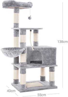Pom de pisica cu turn inalt de 148 cm gri Feandrea