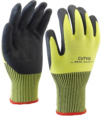 Manusi de asamblare rezistente la taiere, cu palma imersata in microspuma nitril, Galben, Cutvis, Rock Safety