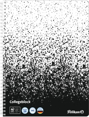 Caiet A4 80 file Color Edition, cu spira, hartie 70g/mp, perforatii si microperforatii, patratele, culoare alb/negru, Pelikan