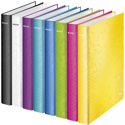 Caiet mecanic  WOW, carton laminat, partial reciclat, certificare FSC, A4, mecanism 2DR, inel 25 mm, Leitz