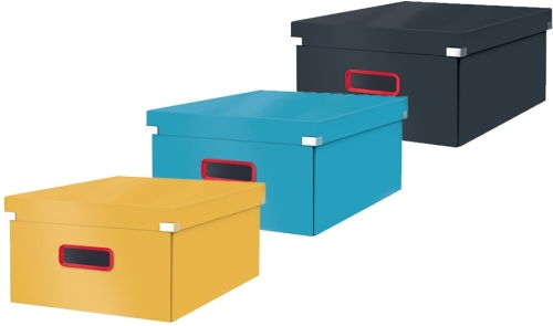 Cutie depozitare Cosy Click & Store, carton laminat, pliabila, cu capac si maner, 36 cm Leitz