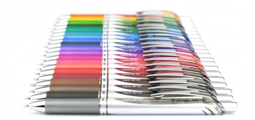 Roller cu gel EnerGel, 0.7 mm, cu mecanism, 6 culori/set Pentel