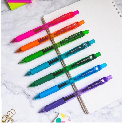 Roller cu gel EnerGel X, 0.7 mm, cu mecanism, 10 culori/set Pentel