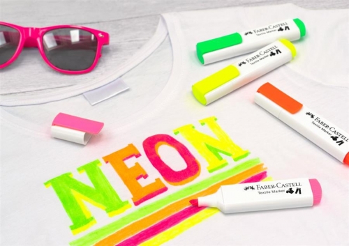 Marker textil Neon, varf tesit, 1-5 mm Faber-Castell