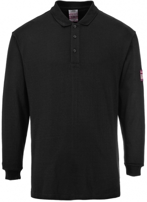 Tricou polo cu maneca lunga ignifug si antistatic, Negru, Portwest