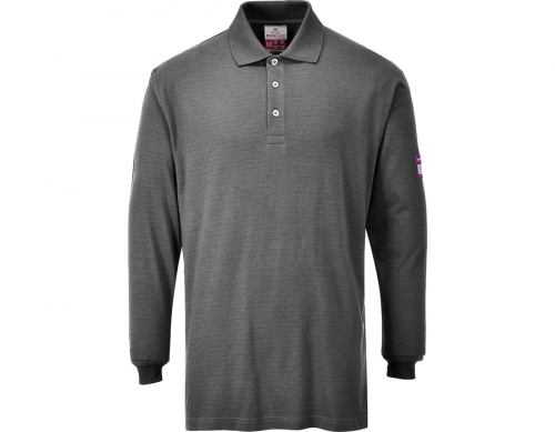 Tricou polo cu maneca lunga ignifug si antistatic, Gri, Portwest