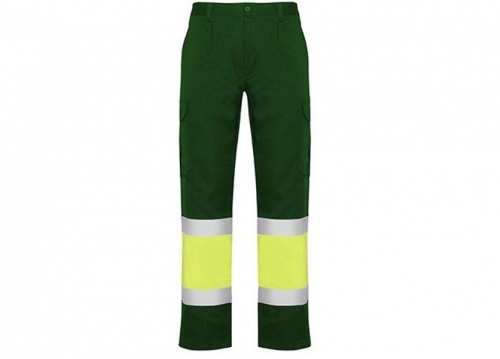 Pantaloni de vara Hi-Vis Naos, pentru barbati, Verde Gradina/Galben Fluorescent, Roly 