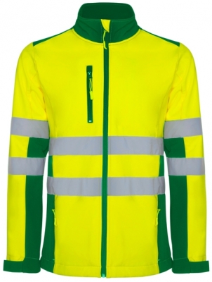 Jacheta soft shell Hi-Vis Antares, pentru barbati, Verde Gradina/Galben Fluorescent, Roly 