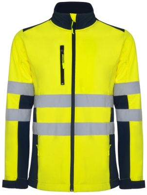 Jacheta soft shell Hi-Vis Antares, pentru barbati, Bleumarin/Galben Fluorescent, Roly 