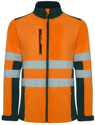 Jacheta soft shell Hi-Vis Antares, pentru barbati, Bleumarin/Portocaliu Fluorescent, Roly 