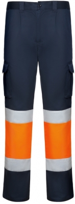 Pantaloni Hi-Vis Daily Stretch Hv, pentru barbati, Bleumarin/Portocaliu Fluorescent, Roly 