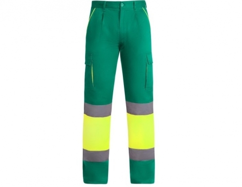 Pantaloni Hi-Vis Enix, pentru barbati, Verde Gradina/Galben Fluorescent, Roly 