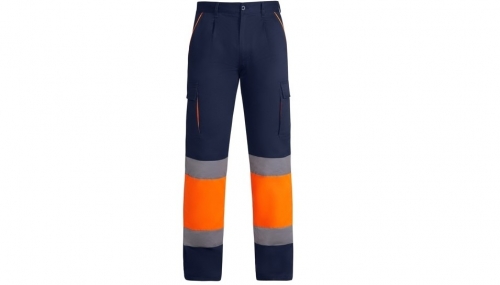 Pantaloni Hi-Vis Enix, pentru barbati, Bleumarin/Portocaliu Fluorescent, Roly 