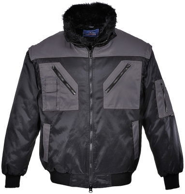 Jacheta pilot 4 in 1 Two Tone, Negru/Gri, Portwest 