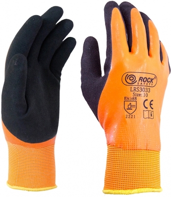 Manusi de asamblare din poliester cu palma imersata in latex, Portocaliu, LRS3033, Rock Safety