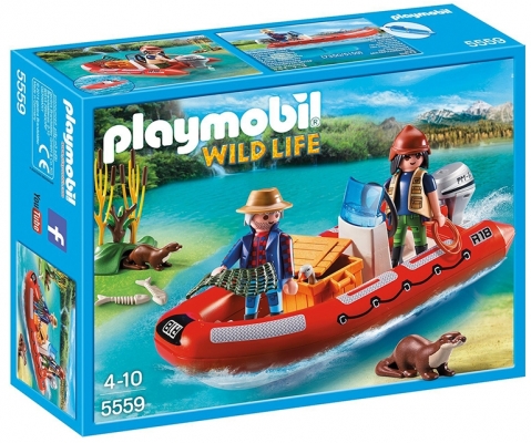 Barca gonflabila cu cercetatori Wild Life Playmobil