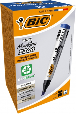 Marker permanent albastru 2300, 12 buc/cutie Bic