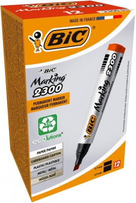 Marker permanent rosu 2300, 12 buc/cutie Bic