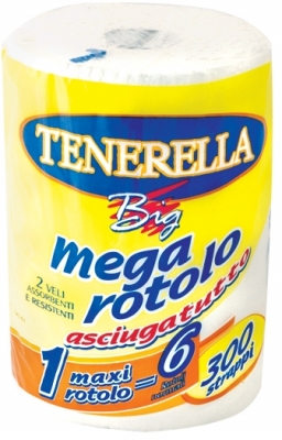 Prosoape hartie role 300 foi/rola, diametru 14 cm, 60 m Tenerella