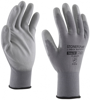 Manusi asamblare, poliester cu palma imersata in PU, versiune economica, Gri, Stonefly-Eco, Rock Safety