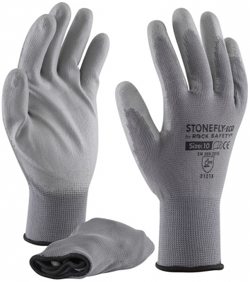 Manusi de asamblare din poliester cu palma imersata in PU, versiune economica, Gri, Stonefly-Eco-V, Rock Safety 