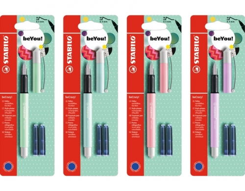Stilou beCrazy! Pastel + 2 rezerve, blister Stabilo 