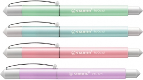 Stilou beCrazy! Pastel + 2 rezerve, blister Stabilo 