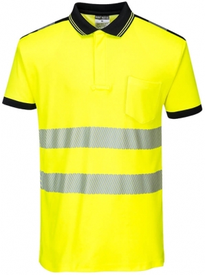 Tricou polo Hi-Vis Vision PW3, Galben/Negru, Portwest 