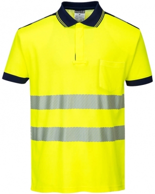 Tricou polo Hi-Vis Vision PW3, Galben/Navy, Portwest 