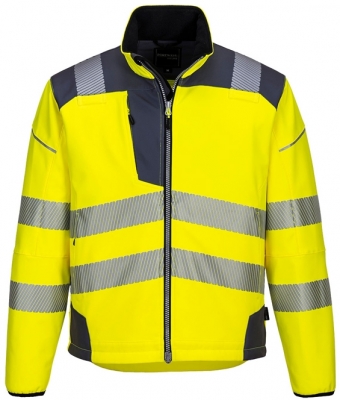 Jacheta Softshell Hi-Vis Vision PW3, Galben/Gri, Portwest 