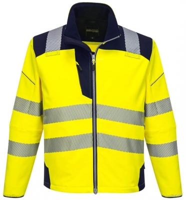 Jacheta Softshell Hi-Vis Vision PW3, Galben/Navy, Portwest 