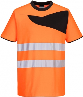 Tricou Hi-Vis cotton comfort S/S , portocaliu/negru, regular, PW2, Portwest
