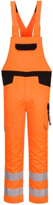 Pantaloni cu bretele Hi-Vis, portocaliu/negru, regular, PW2, Portwest