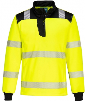Hanorac Hi-Vis, fermoar 1/4, galben/negru, regular, PW3, Portwest