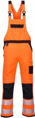 Pantaloni cu pieptar Hi-Vis, portocaliu/negru, regular, PW3, Portwest